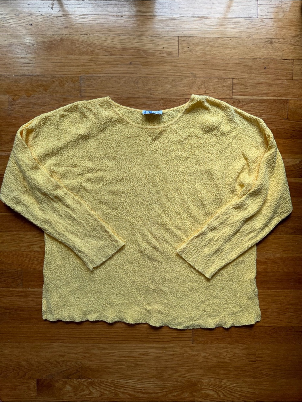 Vintage Y2K BFA Classics Yellow Textured Knit Sweater Top - Size XL